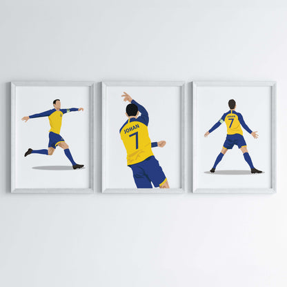 Inspirational Cristiano Ronaldo AI Nassr jersey set of 3 white frames