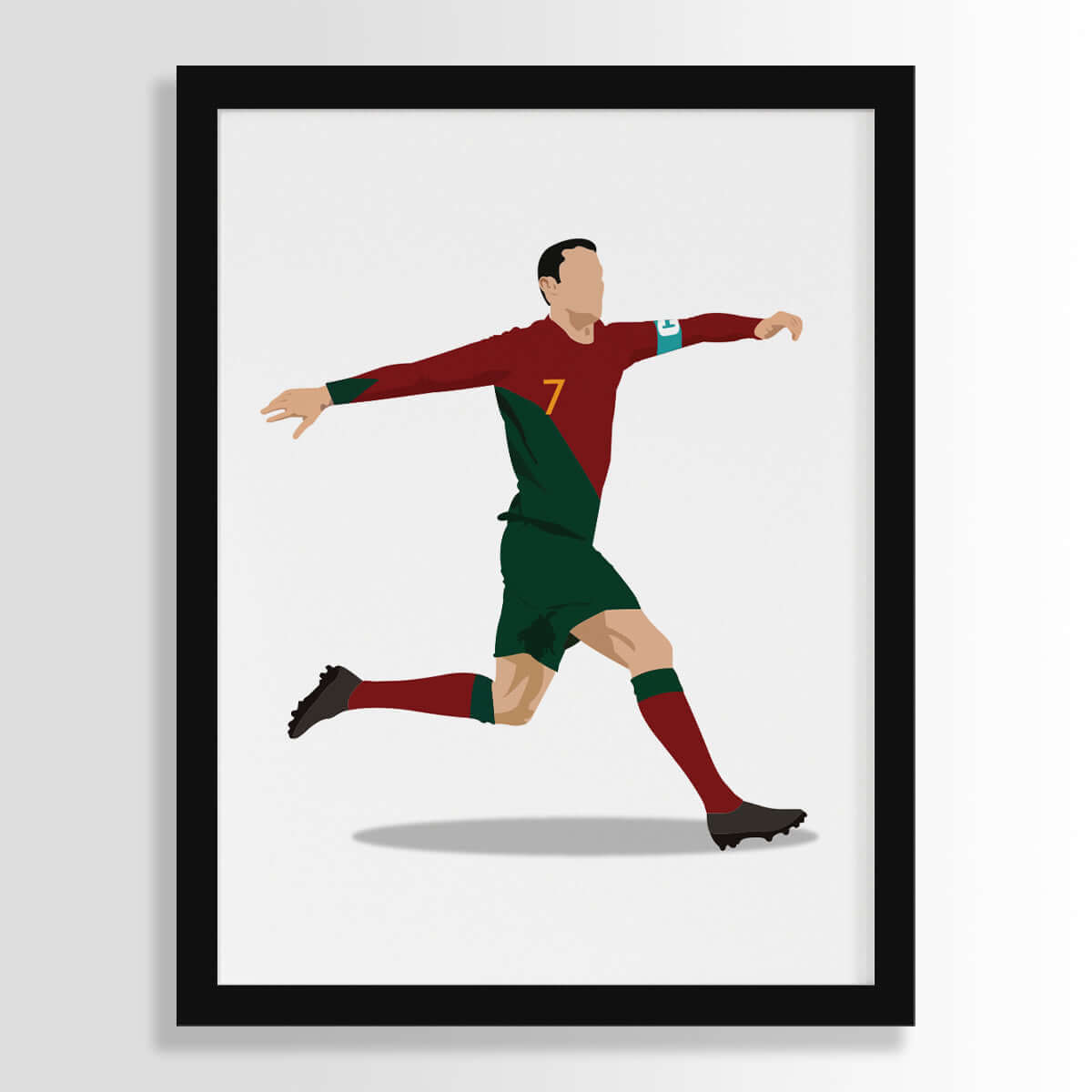 Cristiano ronaldo personalized wall art red green jersey black frame