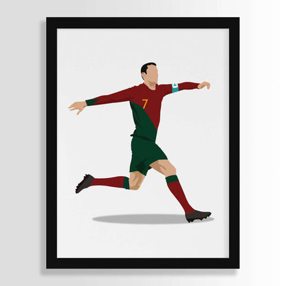 Cristiano ronaldo personalized wall art red green jersey black frame