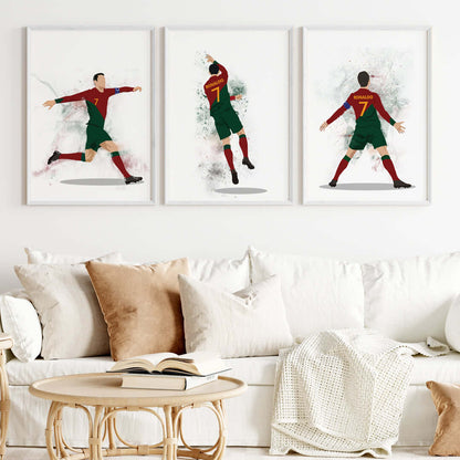 Inspirational Cristiano Ronaldo Portugal jersey set of 3 white frames