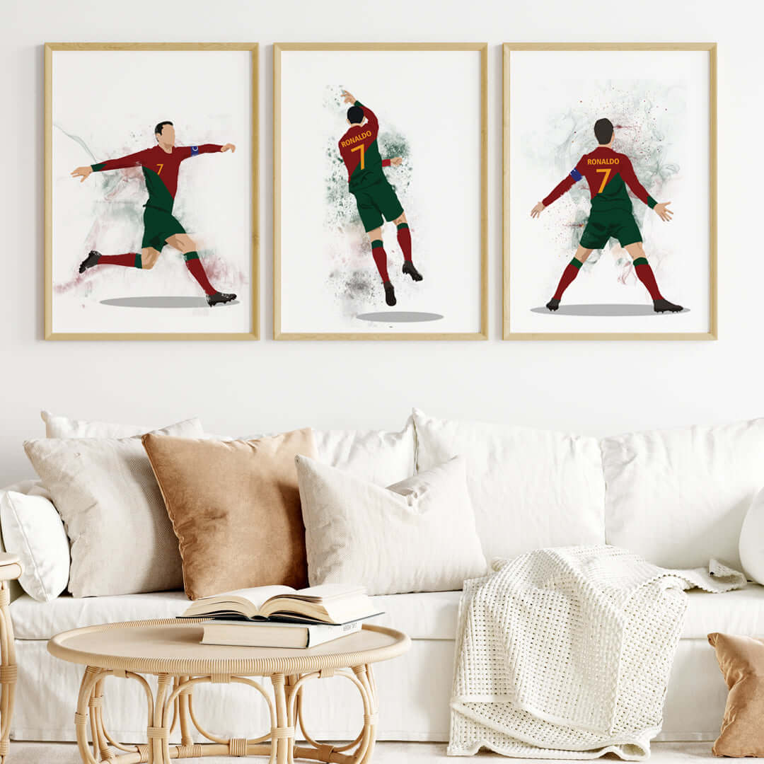 Inspirational Cristiano Ronaldo Portugal jersey set of 3 wooden frames