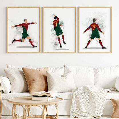 Inspirational Cristiano Ronaldo Portugal jersey set of 3 wooden frames