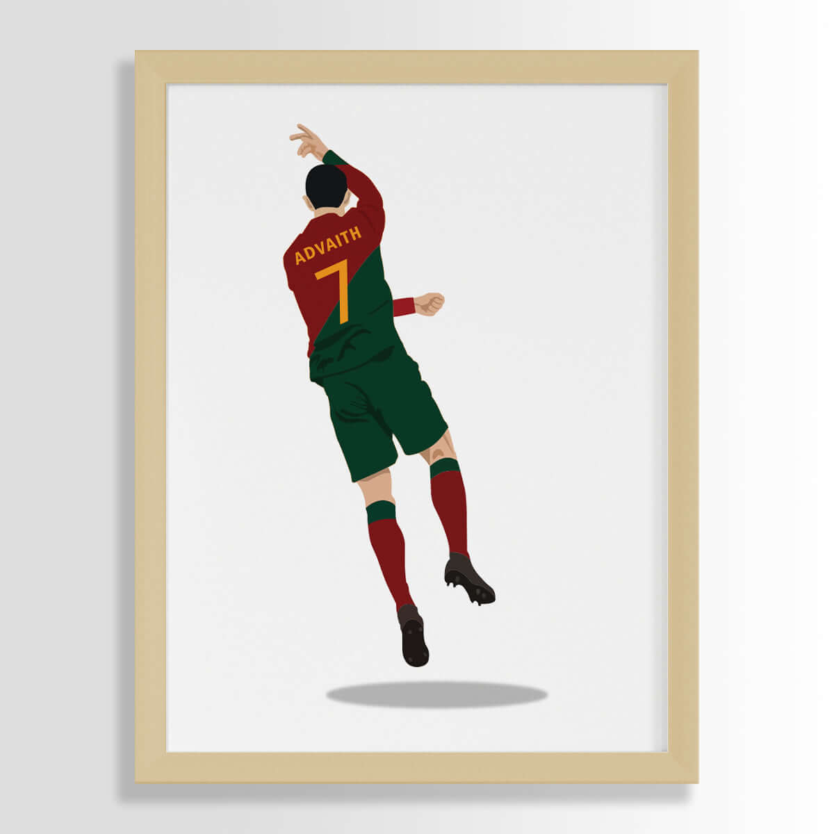 Cristiano ronaldo personalized wall art red green jersey wooden frame