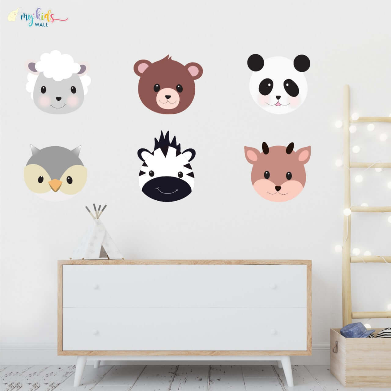 Cute Animal Faces Wall Stickers