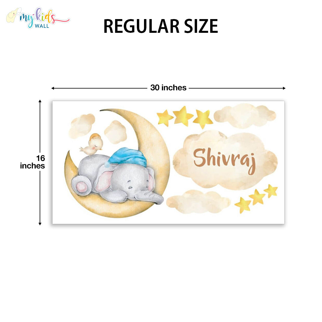 cute baby elephant personalised regular size wall stickers