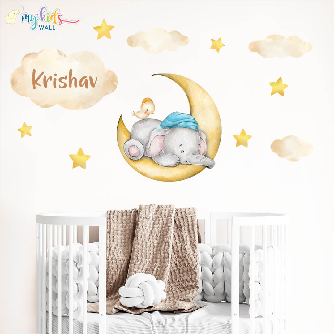 Cute Baby Elephant Personalised Wall Stickers