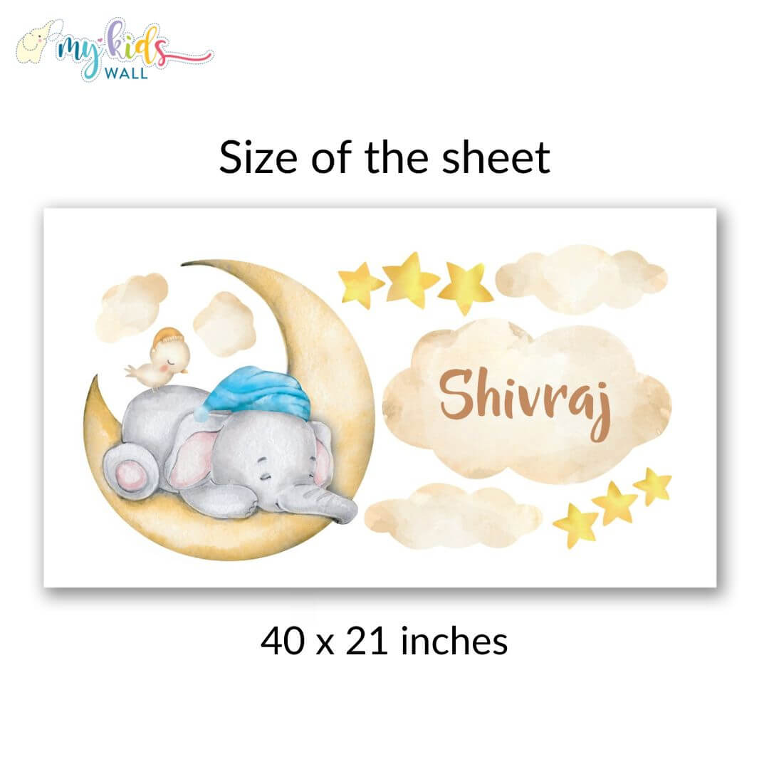 Cute Baby Elephant Personalised Wall Stickers