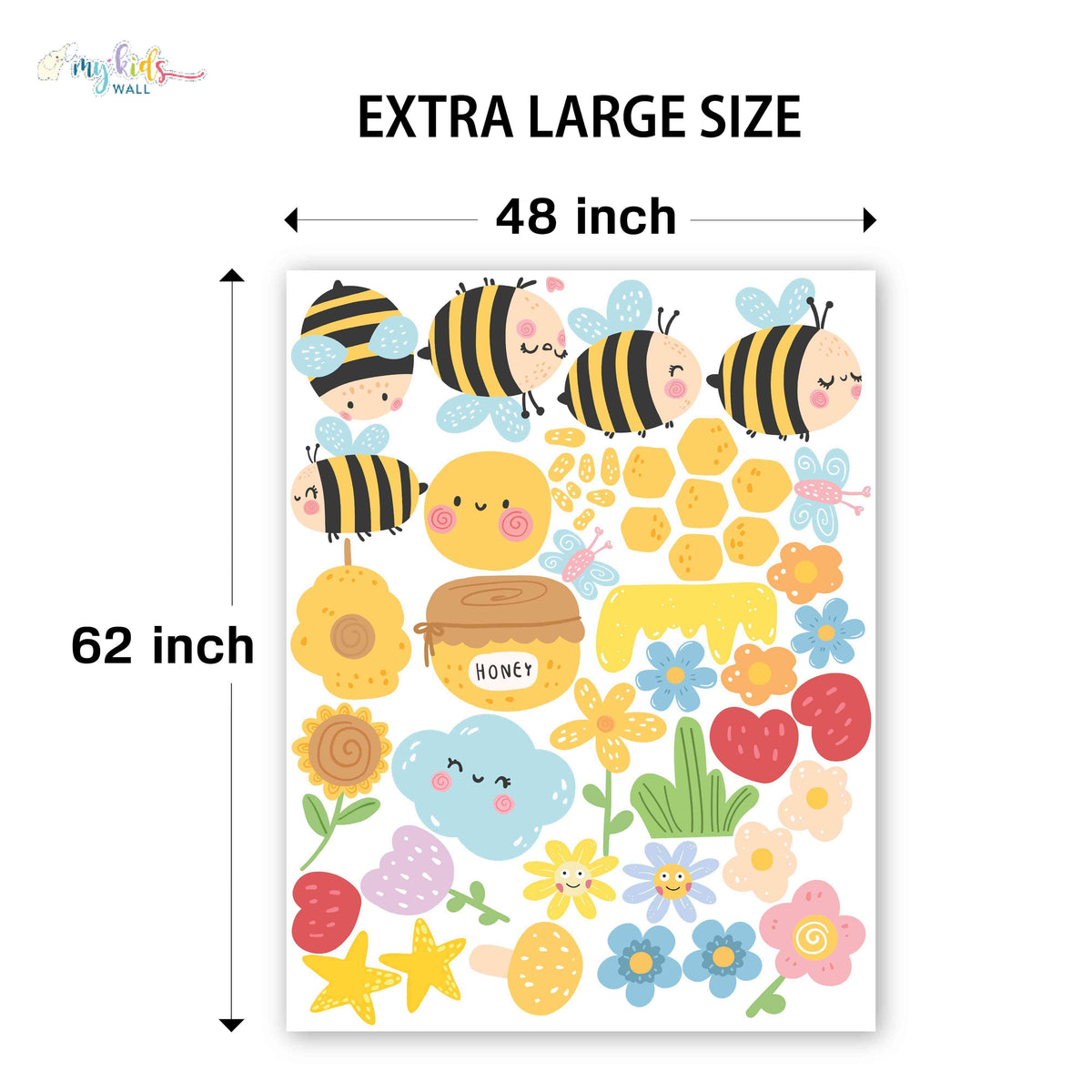 Cute Bees & Honey Garden Personalized Wall Stickers