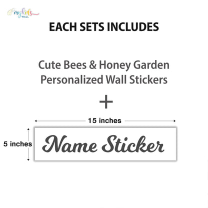 Cute Bees & Honey Garden Personalized Wall Stickers