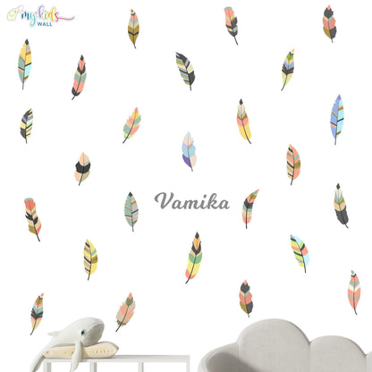 Cute Colorful Feathers Personalized Wall Stickers