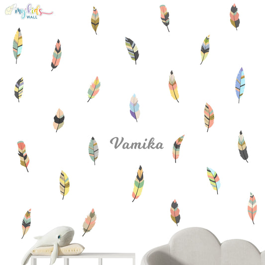 Cute Colorful Feathers Personalized Wall Stickers