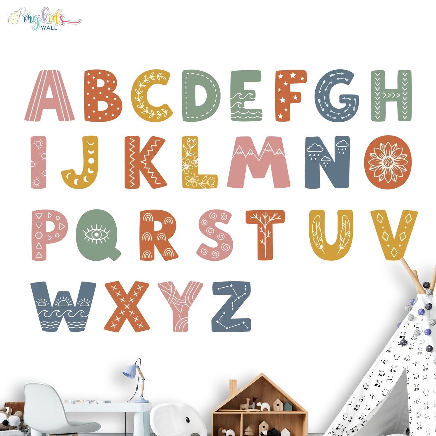 Cute Illustrative Alphabets Personalized Wall Stickers