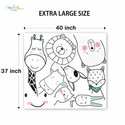 Cute Jungle Monochrome Animals Personalized Wall Stickers