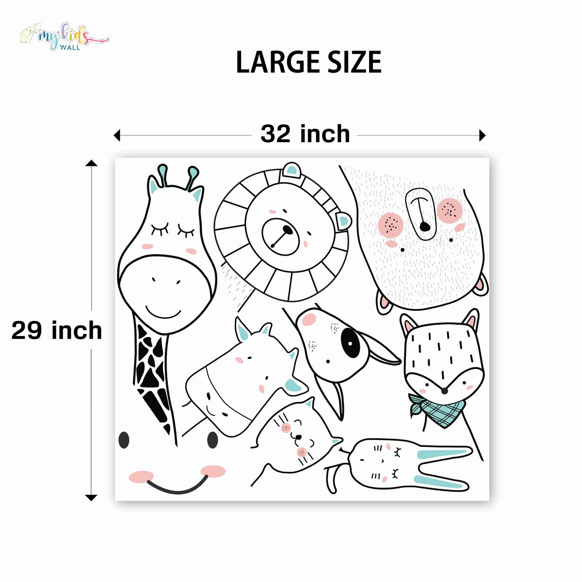 Cute Jungle Monochrome Animals Personalized Wall Stickers