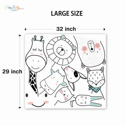 Cute Jungle Monochrome Animals Personalized Wall Stickers
