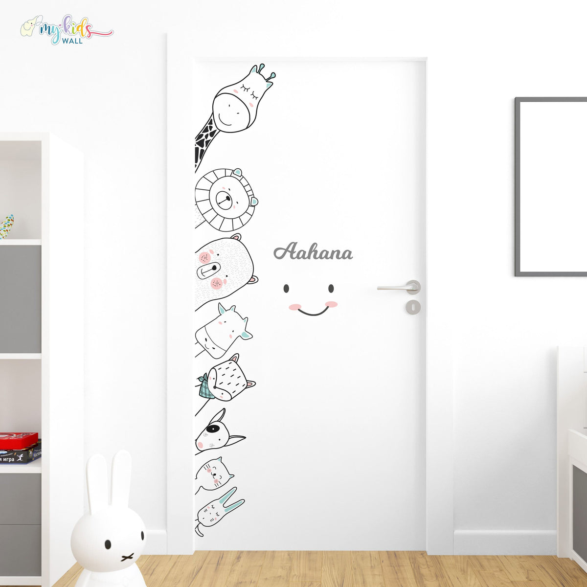 Cute Jungle Monochrome Animals Personalized Wall Stickers