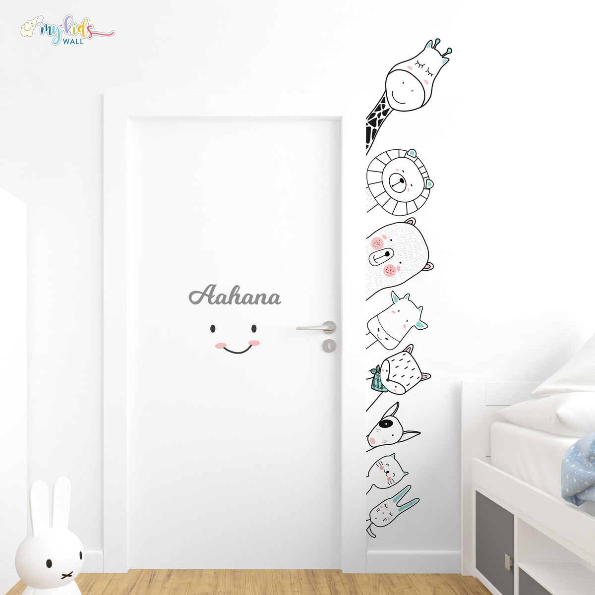 Cute Jungle Monochrome Animals Personalized Wall Stickers