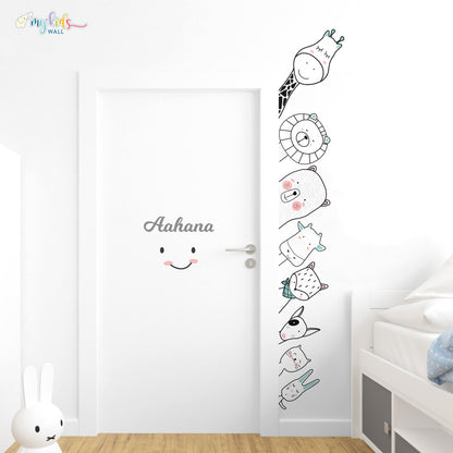 Cute Jungle Monochrome Animals Personalized Wall Stickers