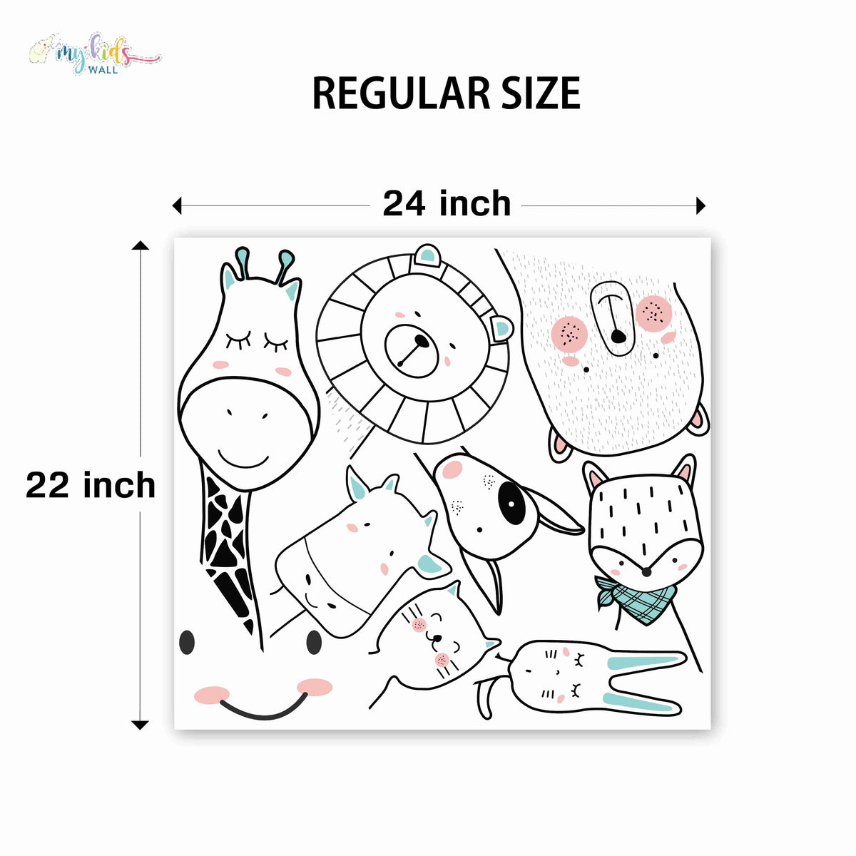 Cute Jungle Monochrome Animals Personalized Wall Stickers