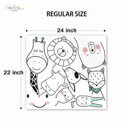 Cute Jungle Monochrome Animals Personalized Wall Stickers