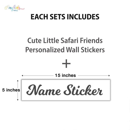Cute Little Safari Friends Personalized Wall Stickers