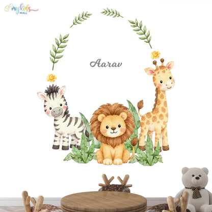 Cute Little Safari Friends Personalized Wall Stickers