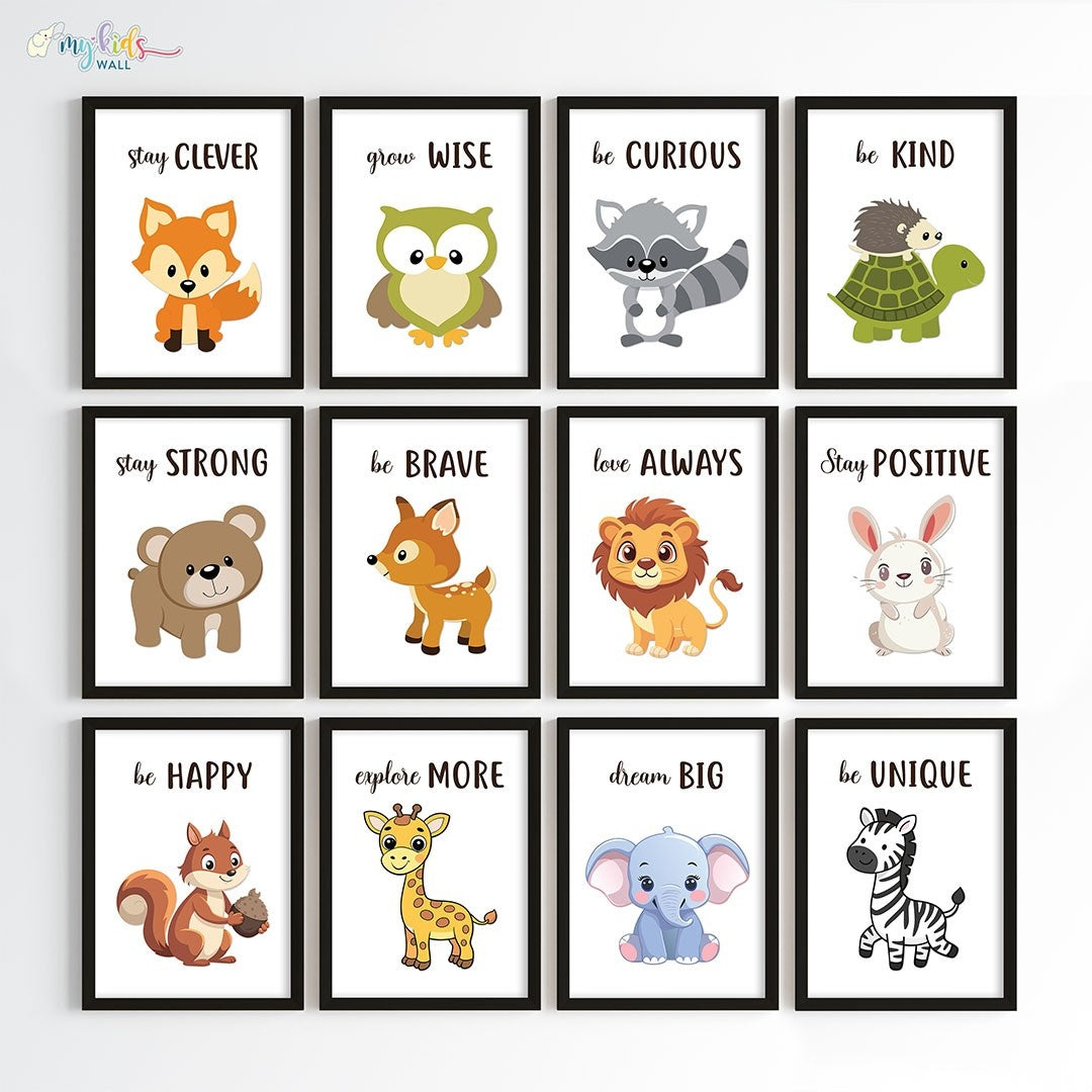 Cute Motivational Animals Wall Art (Framed)