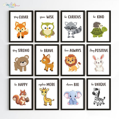 Cute Motivational Animals Wall Art (Framed)