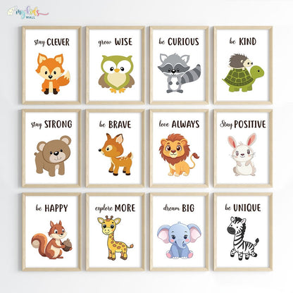 Cute Motivational Animals Wall Art (Framed)