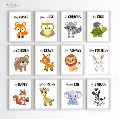 Cute Motivational Animals Wall Art (Framed)