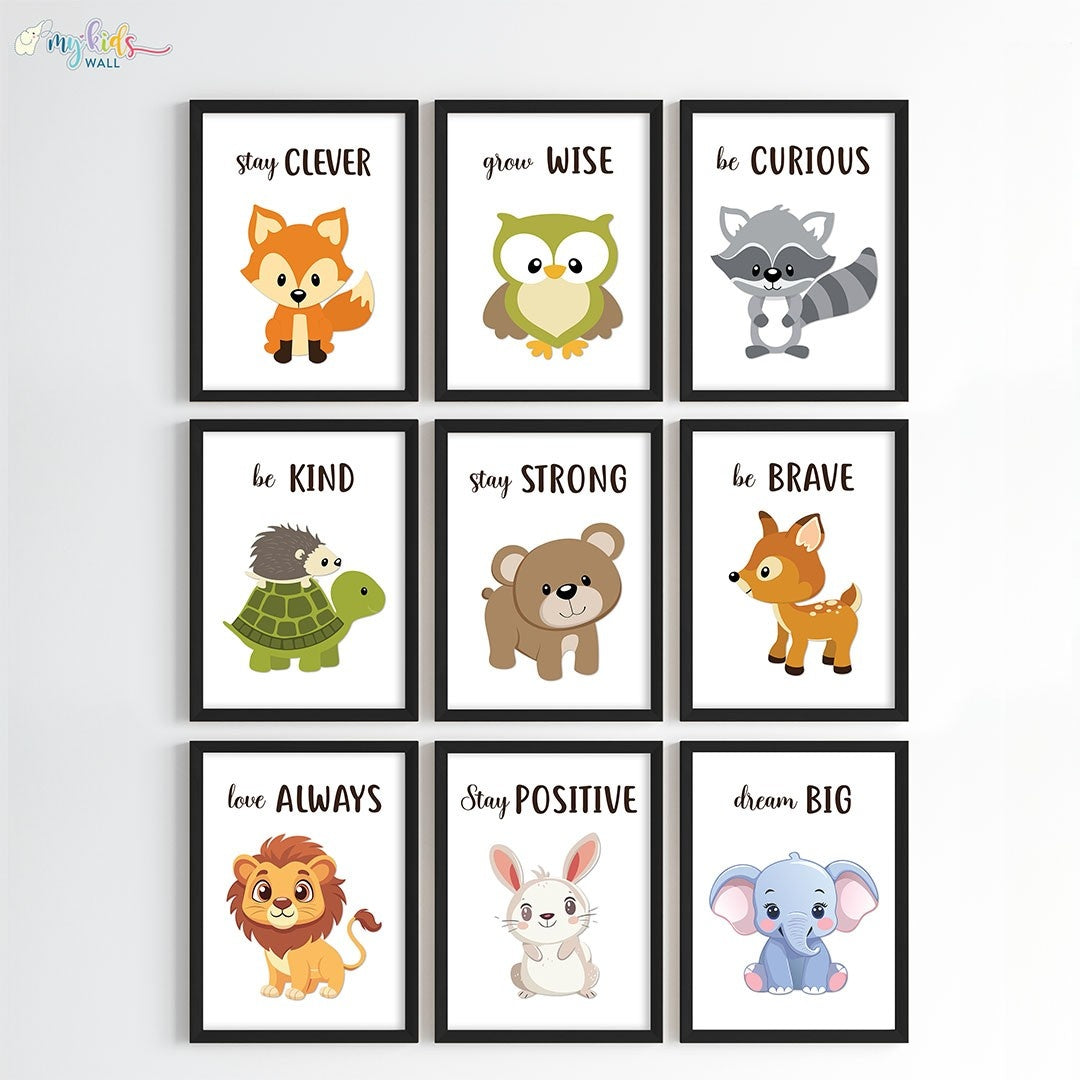 Cute Motivational Animals Wall Art (Framed)