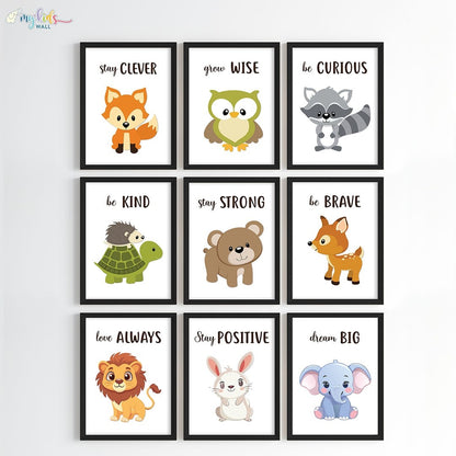 Cute Motivational Animals Wall Art (Framed)