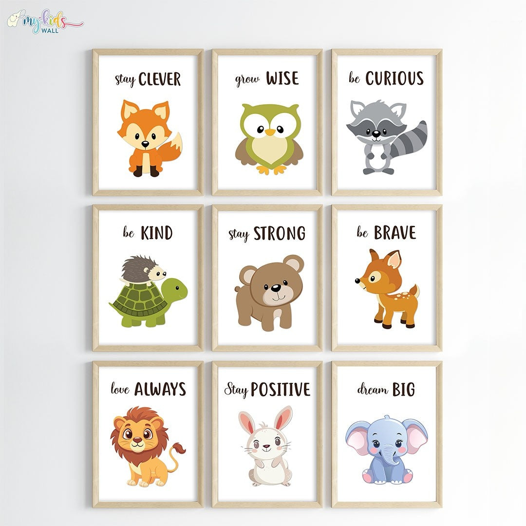 Cute Motivational Animals Wall Art (Framed)