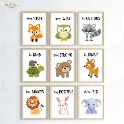 Cute Motivational Animals Wall Art (Framed)
