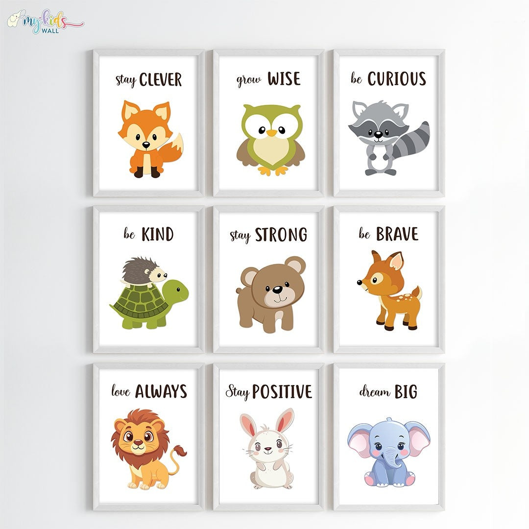 Cute Motivational Animals Wall Art (Framed)