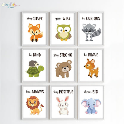 Cute Motivational Animals Wall Art (Framed)