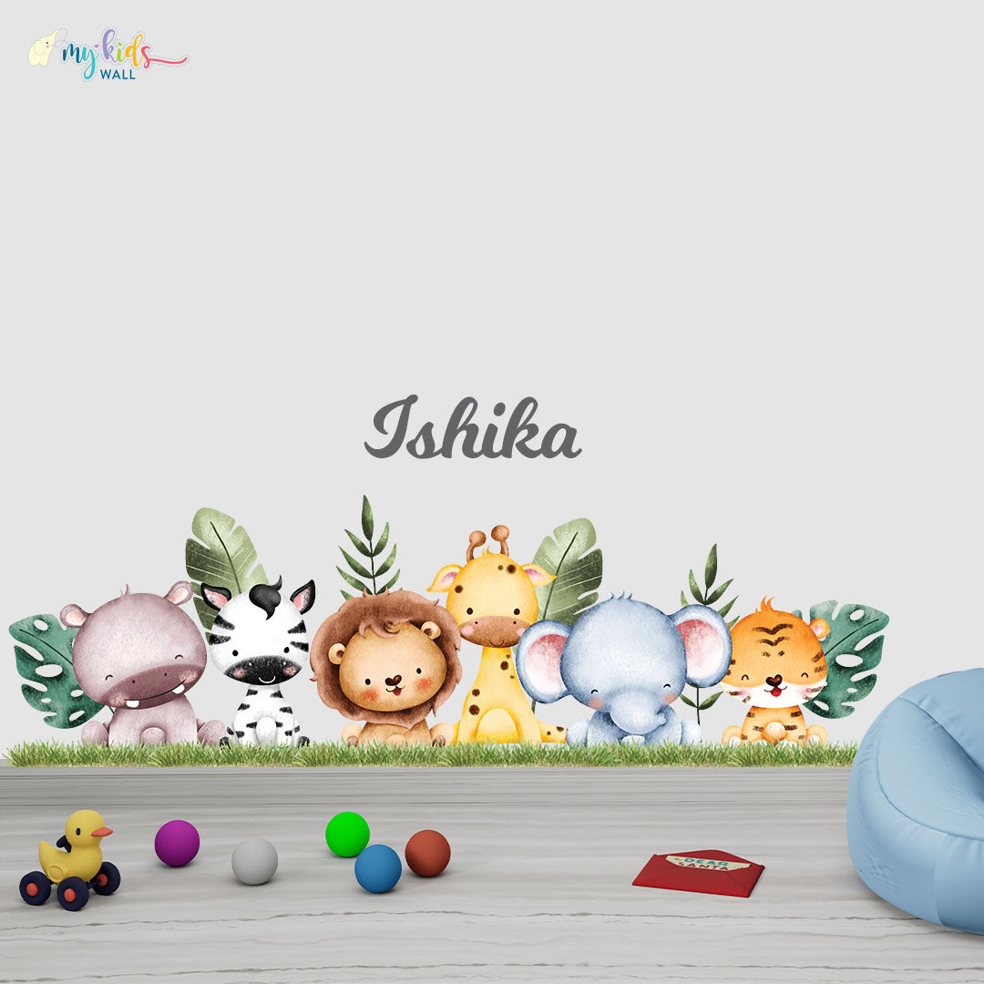 cute safari crew personalised wall stickers 2