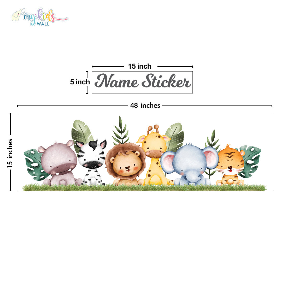 cute safari crew personalised wall stickers size