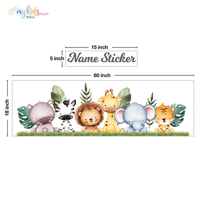 cute safari crew personalised wall stickers size