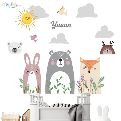Cute Woodland Forest Animal Friends Personalized Wall Stickers