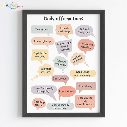 Inspirational daily affirmations wall art black frame