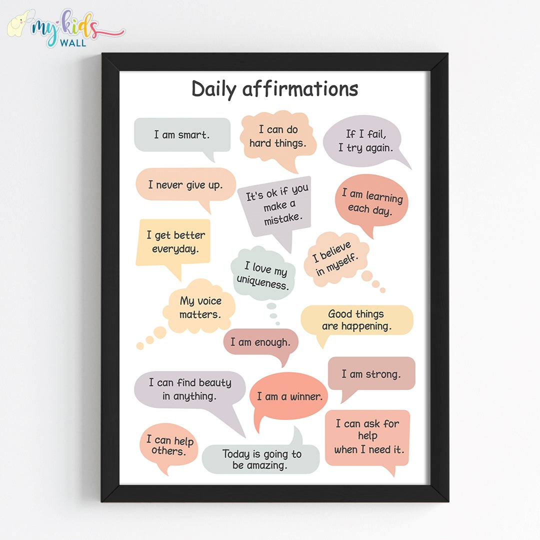 Daily Affirmations Motivational Wall Art (Framed)