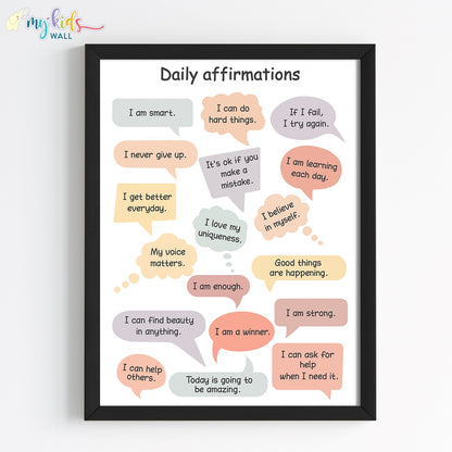 Daily Affirmations Motivational Wall Art (Framed)