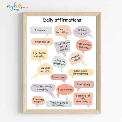Daily Affirmations Motivational Wall Art (Framed)