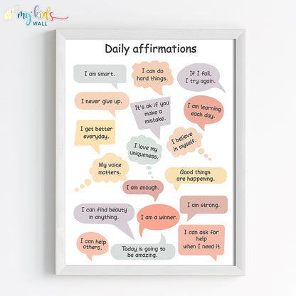Daily Affirmations Motivational Wall Art (Framed)