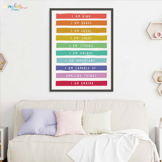 Daily positive affirmations wall art black frame