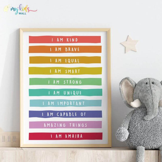 Daily positive affirmations personalised wall art wooden frame