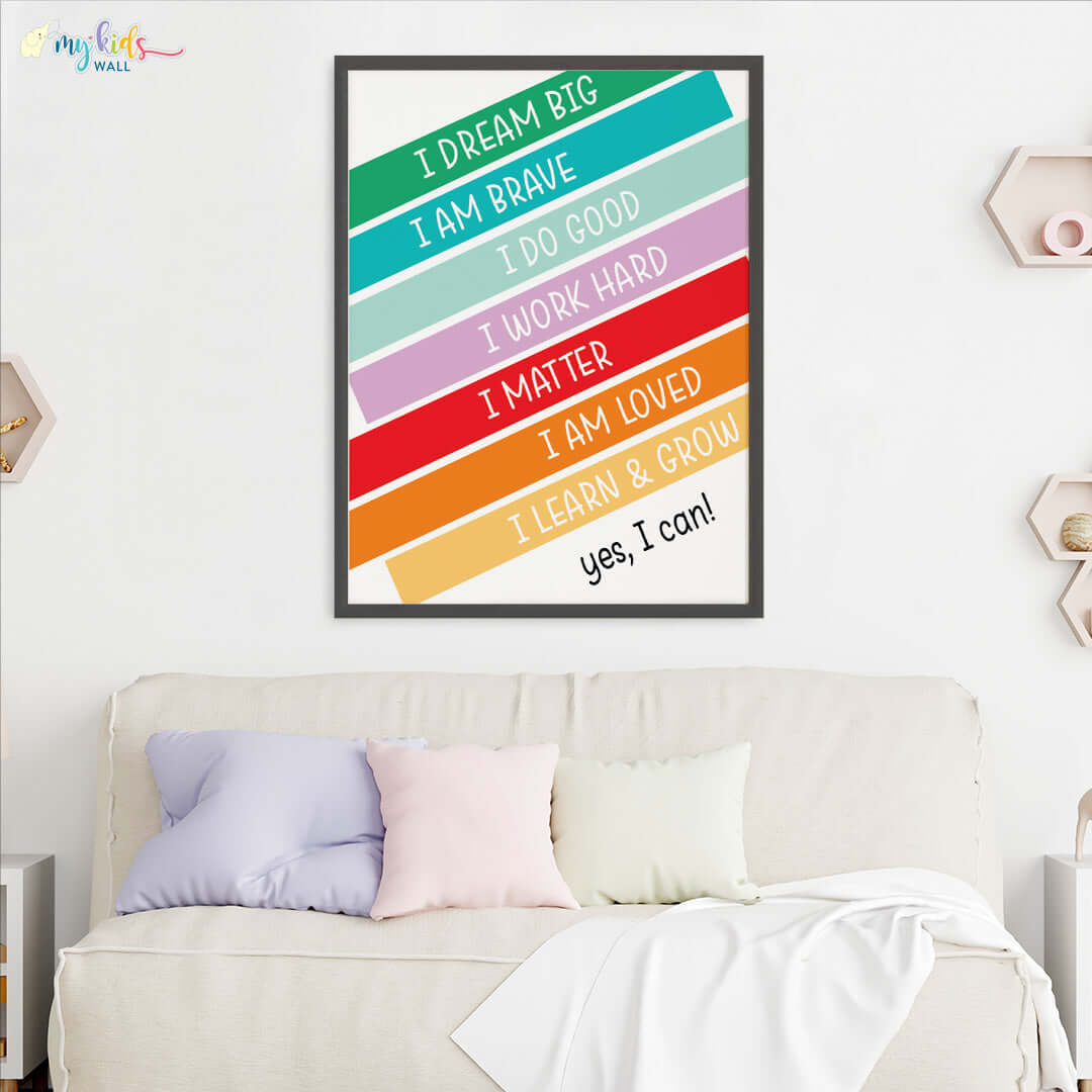 Daily positive affirmations wall art black frame