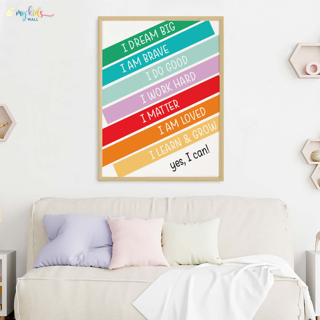 Daily positive affirmations wall art wooden frame