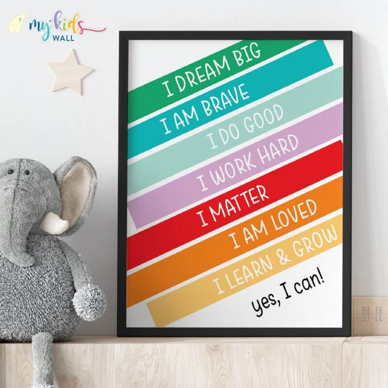 Daily positive affirmations wall art black frame